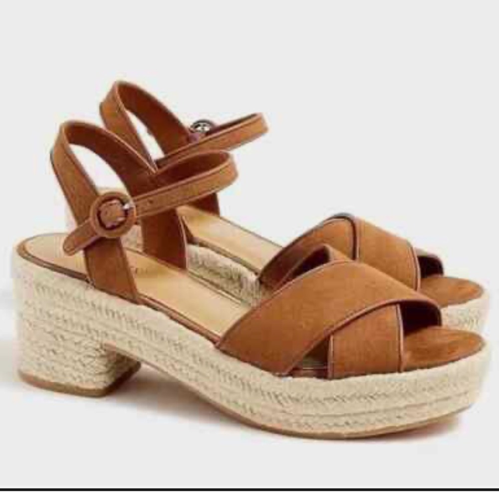 J Crew platform Espadrille Heeled Sandals in Warm Chicory